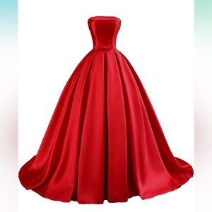 Red satin dress with corset back